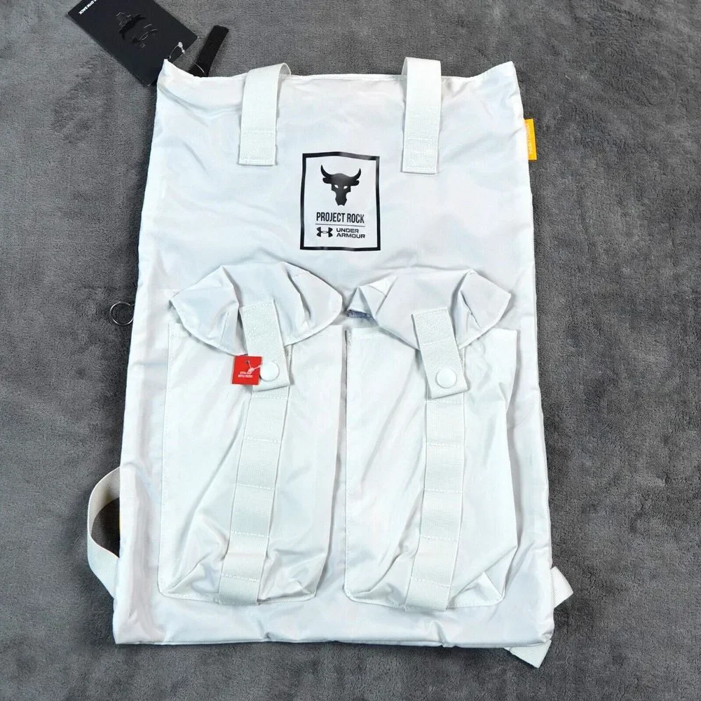 Under Armour UA Bag 19 Litre Project Rock Training Gym Sack White Clay 1369226